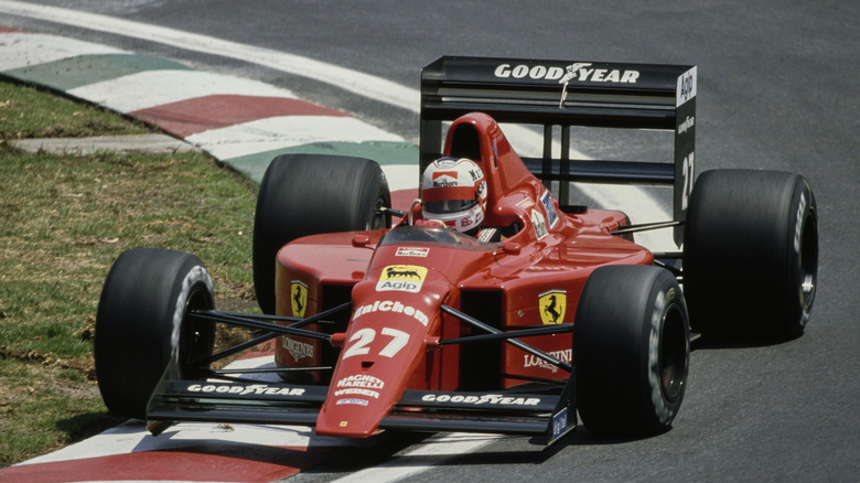 Nigel Mansell in his Ferrari F1 car 1989