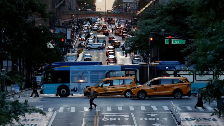 Driving in traffic in New York City