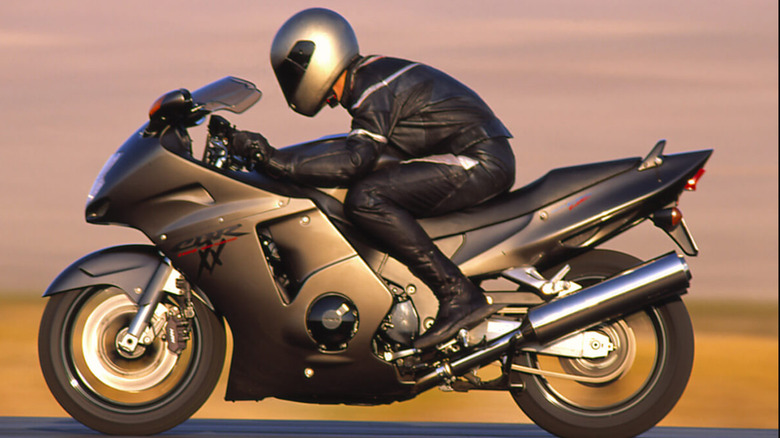 Honda CBR1100XX being ridden at speed
