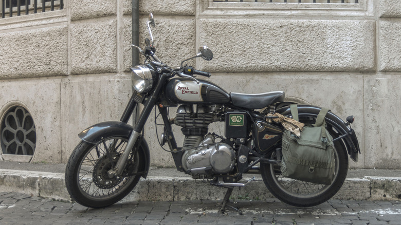 A Black Royal Enfield motorcycle
