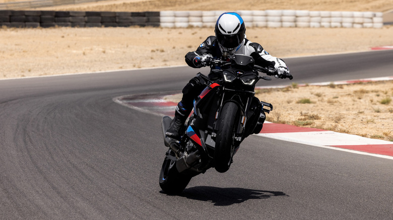 A BMW M 1000 R on the race track