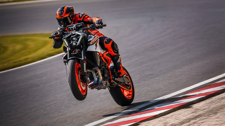 A KTM 1390 Super Duke R Evo on a track