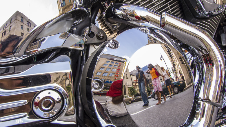 Chrome parts of a motorcycle
