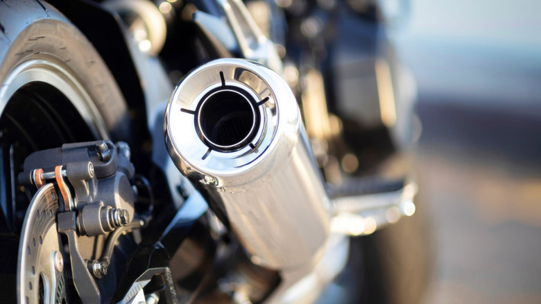 Bright chrome motorcycle exhaust