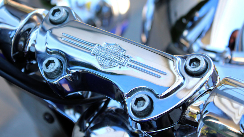 Chrome handlebars of a Harley-Davidson