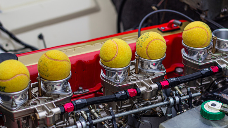An inline-6 engine with tennis balls in the valves.