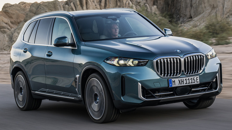 3/4 front shot of a BMW X5 xDrive50e