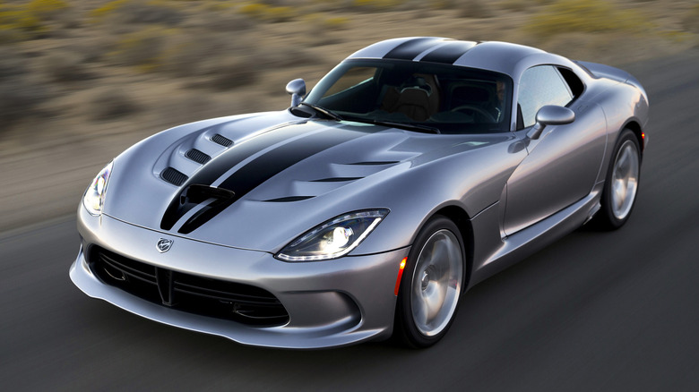 2015 Dodge Viper SRT driving along straight stretch of road