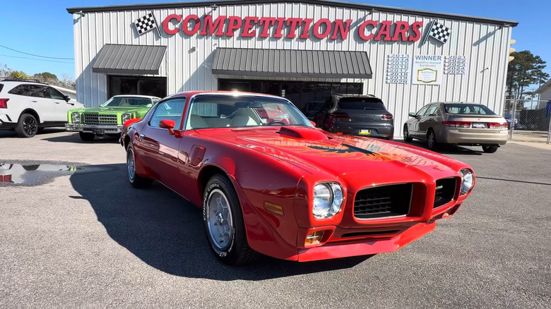 A red 1973 Pontiac Firebird Trans Am SD-455
