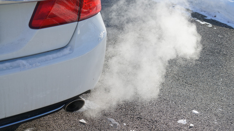White smoke from car exhaust