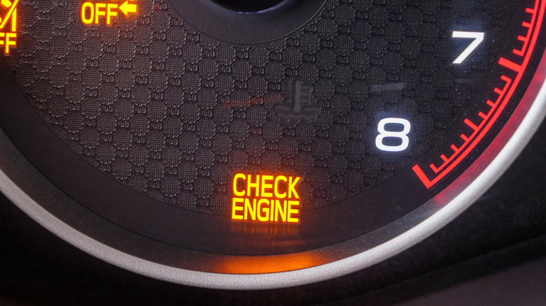 An illuminated check engine light