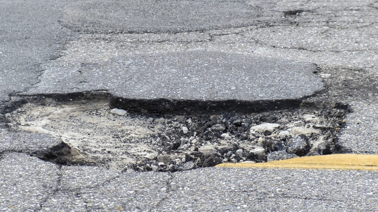 Large pothole in the road