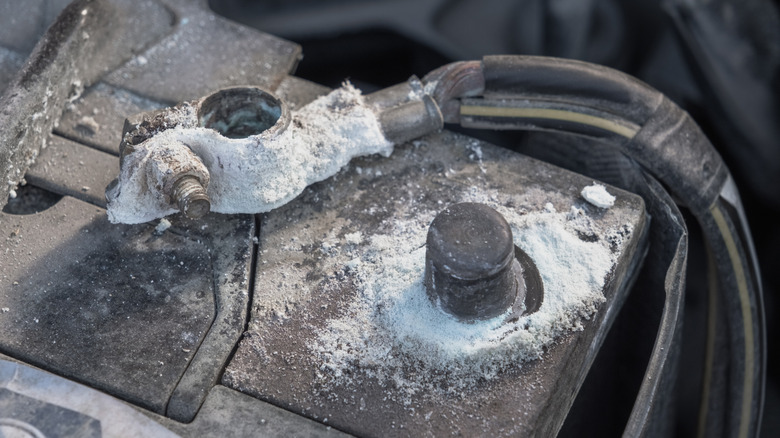 Oxidized car battery terminal.