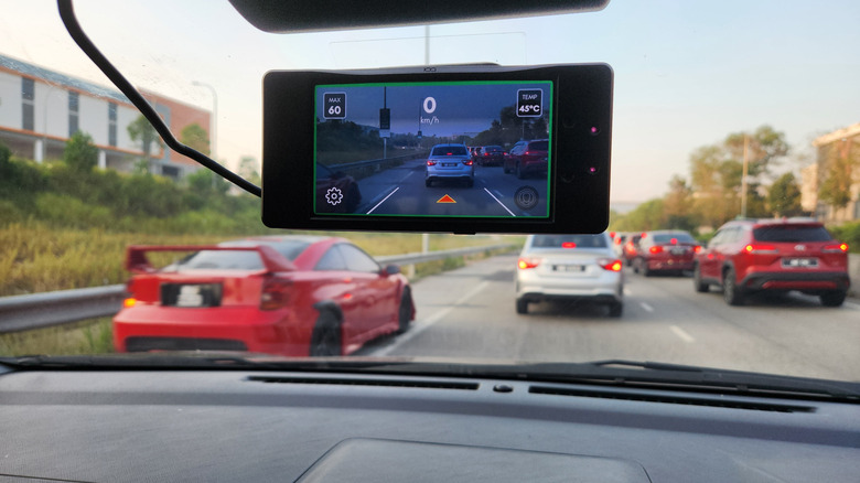 Car interior with dashcam