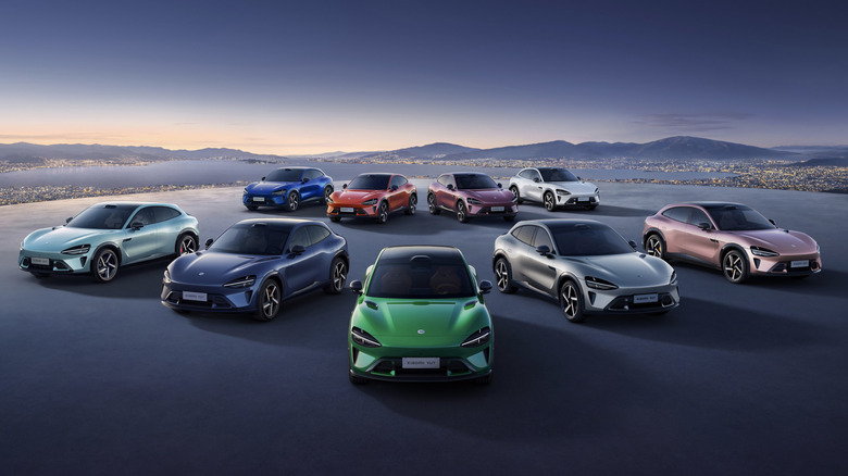 A group of Xiaimi Chinese EVs