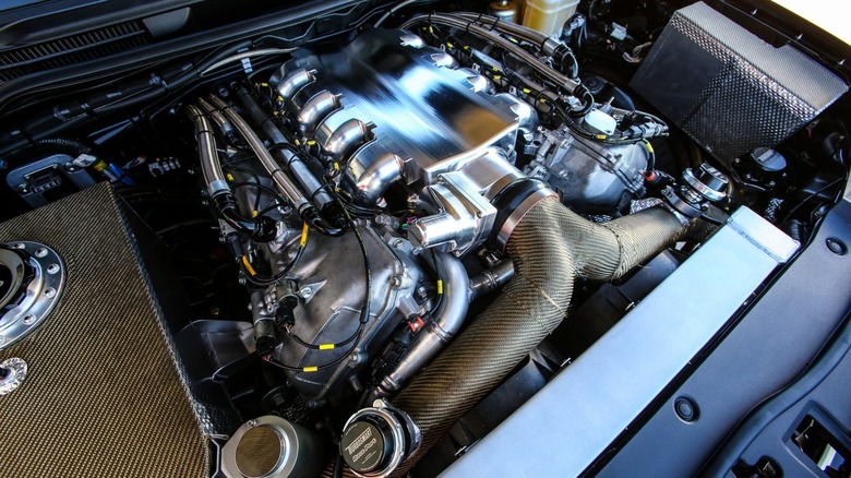 Engine bay of Toyota Land Speed Cruiser 2017
