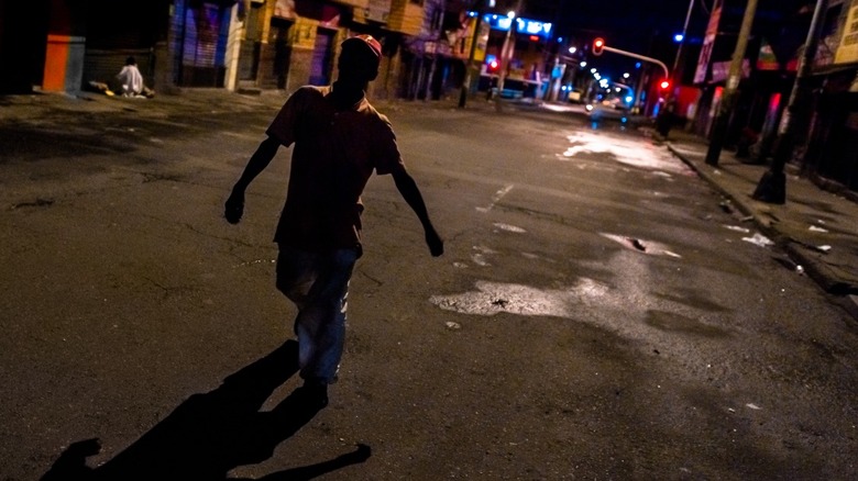 Man walking home inebriated