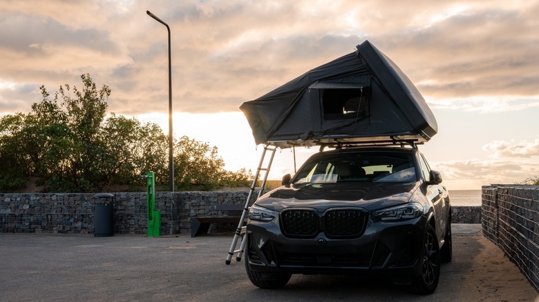 SUV with a roof top tent