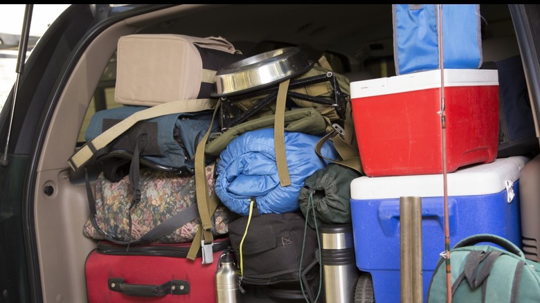SUV overpacked for camping