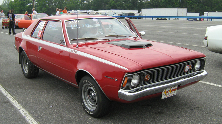 A red 1971 AMC Hornet SC/360.