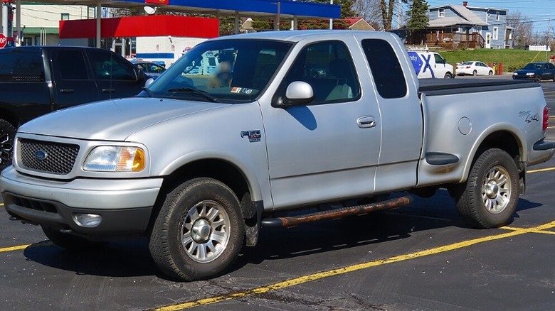 A 2003 silver Ford F-150