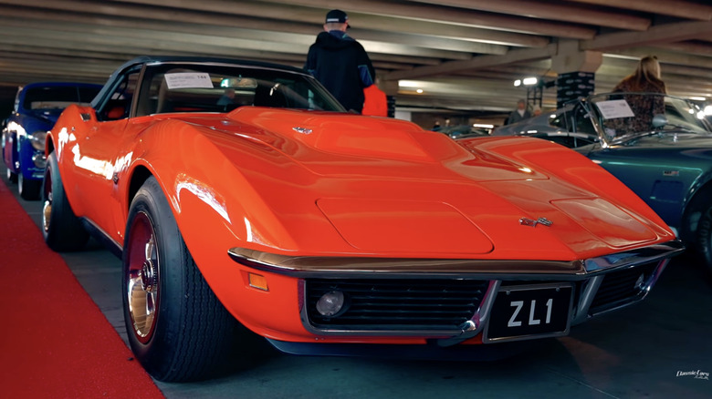 A 1969 Chevrolet Corvette ZL-1 sits in a garage.