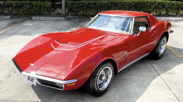 A red 1970 Chevrolet Corvette ZR1 sits parked.