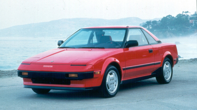 Three-quarter angle view of a first-gen Toyota MR2.