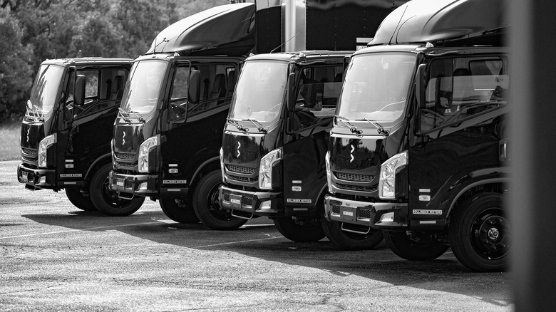 lineup of Bollinger trucks