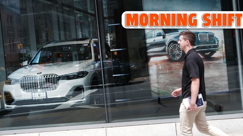 BMW vehicles stand in a showroom in Manhattan on August 01, 2019 in New York City.