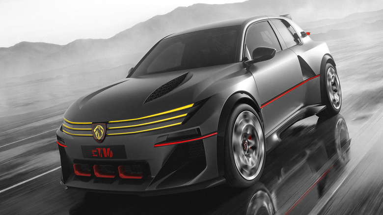Front 3/4 view of the Peugeot E-T16 concept