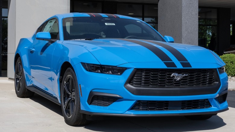 A blue 2026 Ford Mustang GT