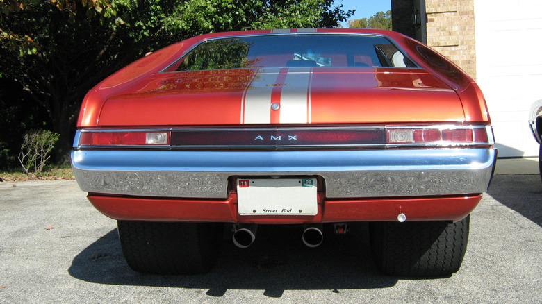 1968 AMX muscle car with tubbed rear and wide rear tires installed.
