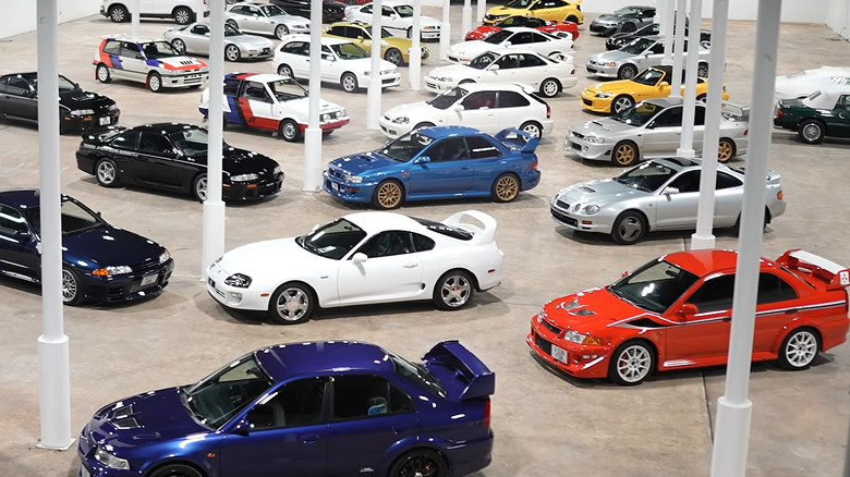 A colorful variety of Japanese imports seen from above in a warehouse.