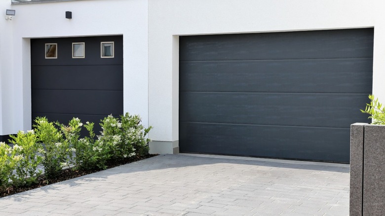 Two black garage doors