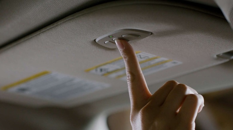 Homelink buttons on a car visor