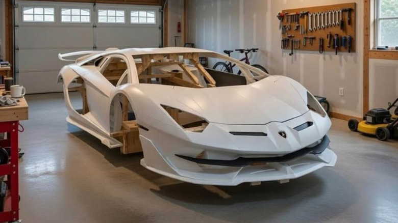 A white Lamborghini Aventador body