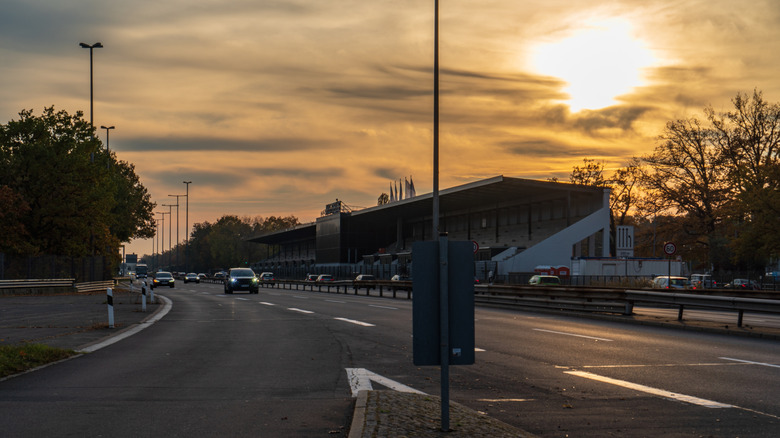 The AVUS grandstand along a highway