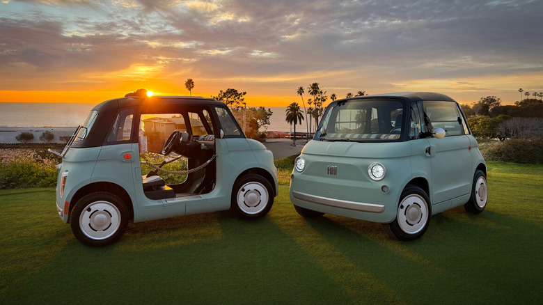 The Fiat Topolino and Dolce Vita in Verde Vita green.