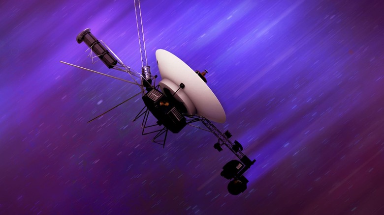 Artist's rendering of the NASA Jet Propulsion Laboratory's Voyager 1 probe traversing interstellar space