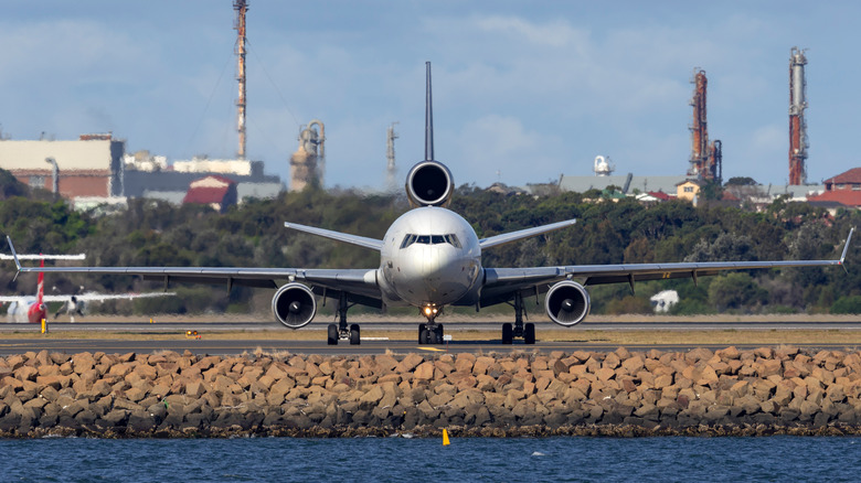 A McDonnell Douglas MD-11 operated by UPS taxiing on a runway