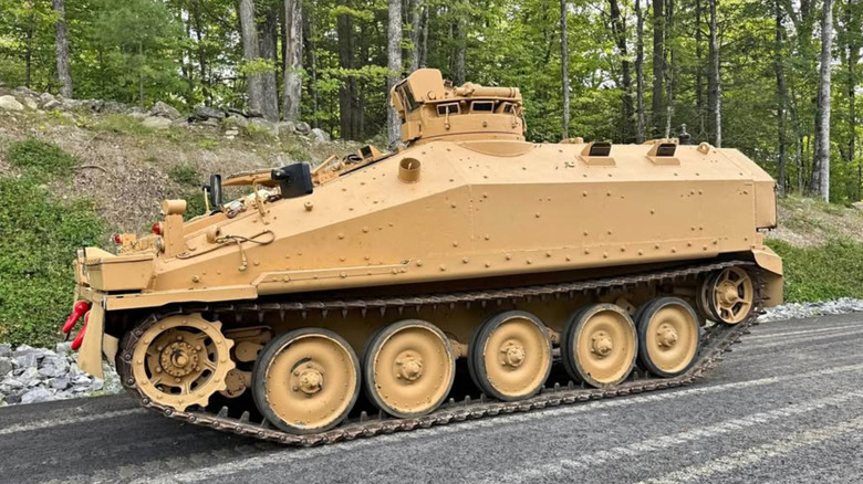 Massive tan armored personnel carrier