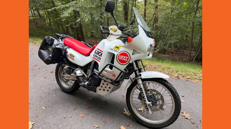 Honda Transalp in Africa Twin plastics and Lucky Strike livery