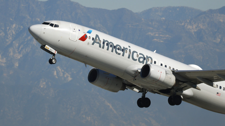 An American Airlines Boeing 737 takes off from LAX