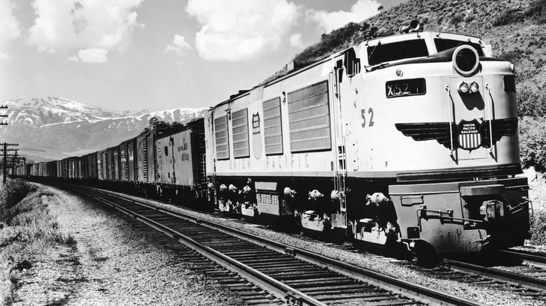 A black-and-white photo of a Union Pacific gas turbine-electric 
