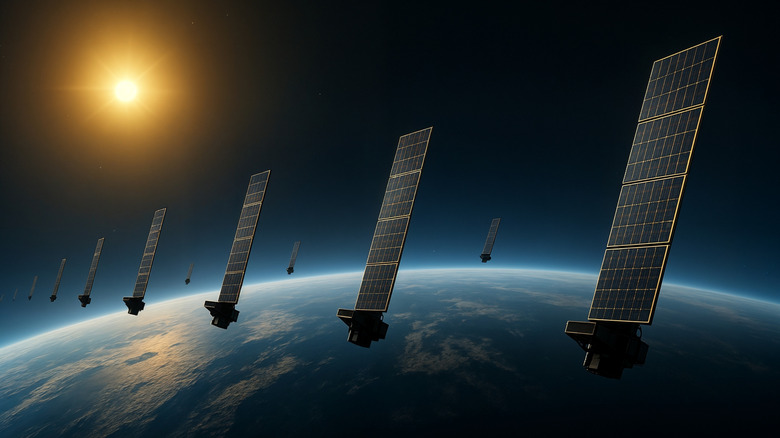 Artist's rendering of satellites in formation flight