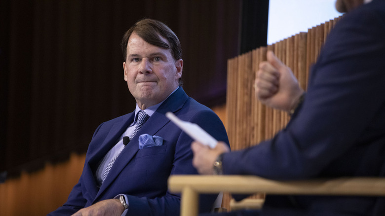 DETROIT, MICHIGAN - SEPTEMBER 29: Jim Farley, President and CEO of Ford Motor Company, participates in a "fireside chat" at the 2026 Automotive News Congress on September 29, 2026 in Detroit, Michigan. Other featured speakers at this year's Congress are General Motors President Mark Reuss, Stellantis CEO and Executive Director Antonio Filosa, and Hyundai President and CEO Jose Munoz. (Photo by Bill Pugliano/Getty Images)