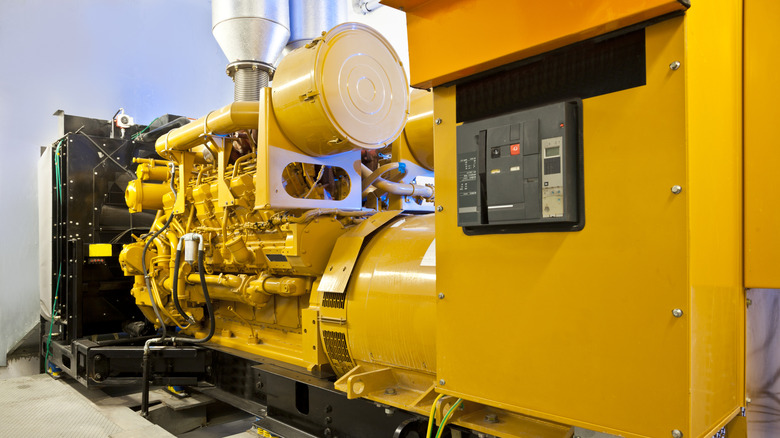 A large diesel generator in a factory
