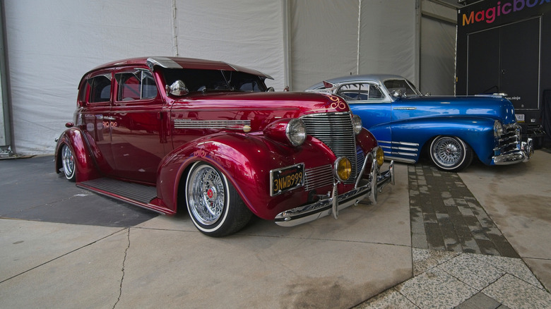 A Chevrolet Master Deluxe vintage car parked in a building