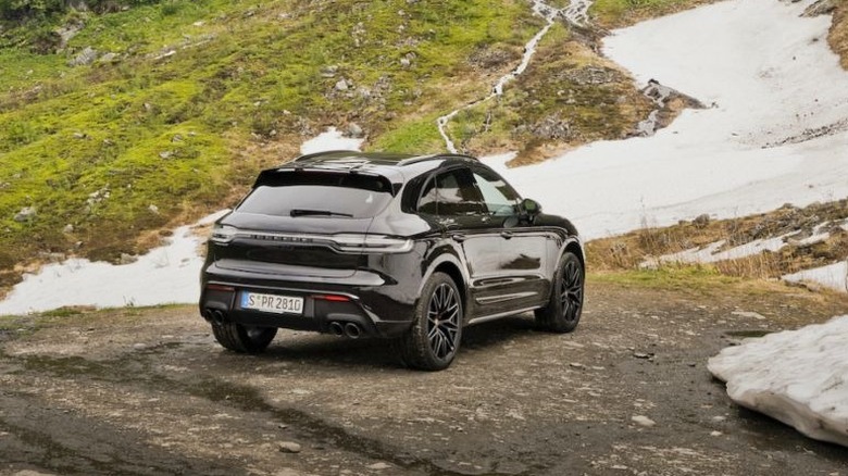 A 2023 Porsche Macan GTS parked off road in Norway